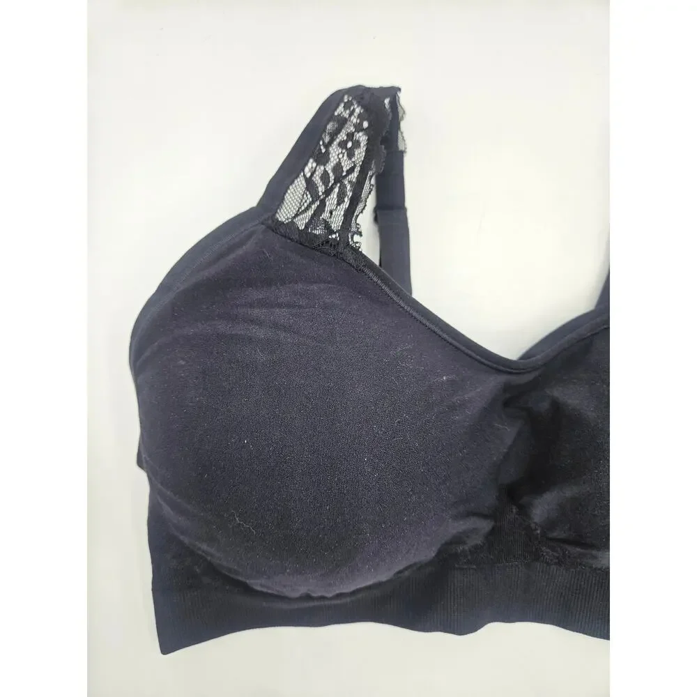 Underoutfit Adjustable Comfort Bra‎ Lace Straps #445 3XL Black NWT + Extender
